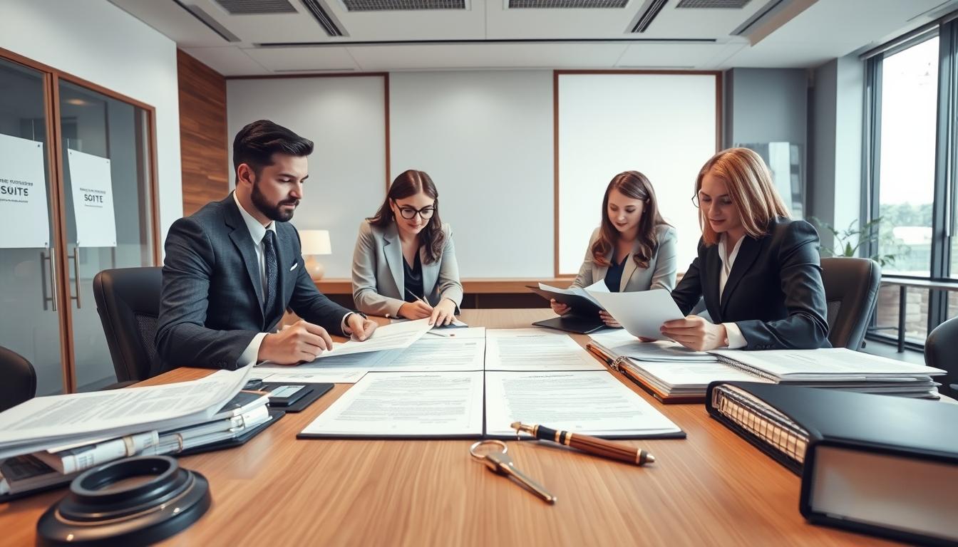 Family reviewing legal documents